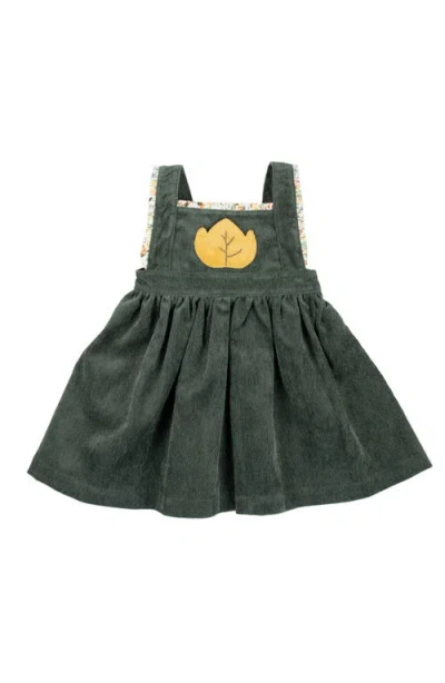 Cuclie Corduroy Pinafore Dress In Green