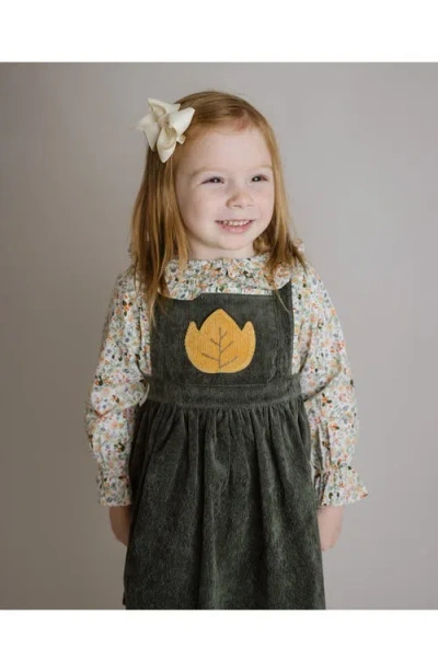 Cuclie Corduroy Pinafore Dress In Green