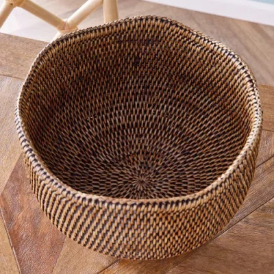 Napa Home & Garden Burma Rattan Footed Cachepot Planter In Brown