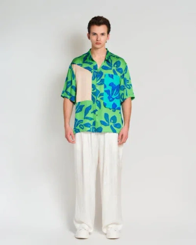 Lost Pattern Nyc "beach Blossom" Wide-leg Pants In White