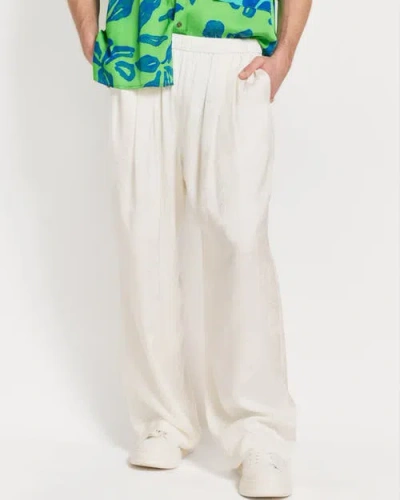 Lost Pattern Nyc "beach Blossom" Wide-leg Pants In White