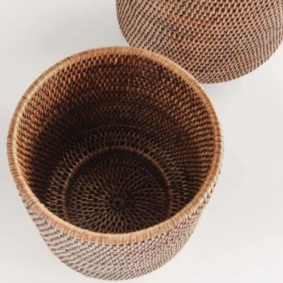 Napa Home & Garden Burma Rattan Cachepots Large, Set Of 2 In Brown