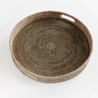 Napa Home & Garden Burma Rattan Round Serving Tray Large In Gray