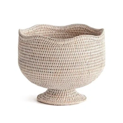 Napa Home & Garden 9.25" X 10.75" Woven Burma Rattan Scalloped Edge Decorative Footed Cachepot Plant In Neutral