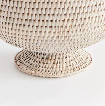 Napa Home & Garden 9.25" X 10.75" Woven Burma Rattan Scalloped Edge Decorative Footed Cachepot Plant In Neutral