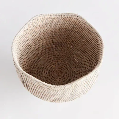 Napa Home & Garden 9.25" X 10.75" Woven Burma Rattan Scalloped Edge Decorative Footed Cachepot Plant In Neutral