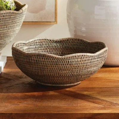 Napa Home & Garden Burma Rattan Scalloped Edge Bowl In Neutral