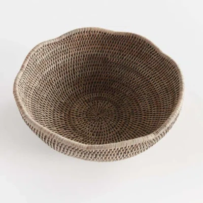 Napa Home & Garden Burma Rattan Scalloped Edge Bowl In Neutral
