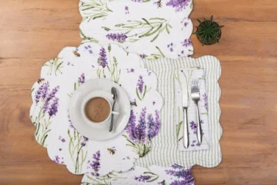 C & F Home C&f Home Lavender Fields Reversible Machine Washable Scallop Quilt Placemats Set Of 6 In Purple