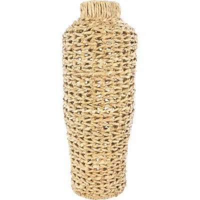 Storied Home 22"h Handwoven Water Hyacinth & Rattan Floor Vase In Nude