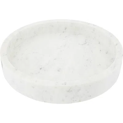 Storied Home Minimalist Round Carved Marble Tray Or Charcuterie Board, White In White