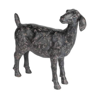 Storied Home Resin Standing Goat Accent Décor With Cast Iron Finish, Black In Black