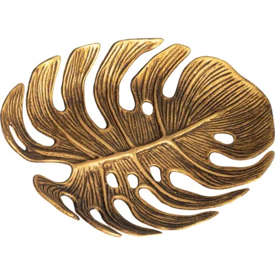 Storied Home Antique Monstera Leaf Elegance, Gold In Gold