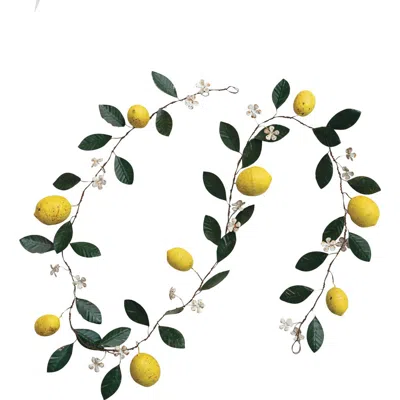 Storied Home Metal Garland With Lemons And Leaves, Multicolor In Yellow