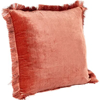 Storied Home Charm Eyelash Fringe Pillow, Clay In Brown