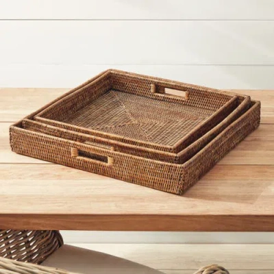 Napa Home & Garden Burma Rattan Ottoman Trays, Set Of 3 In Brown