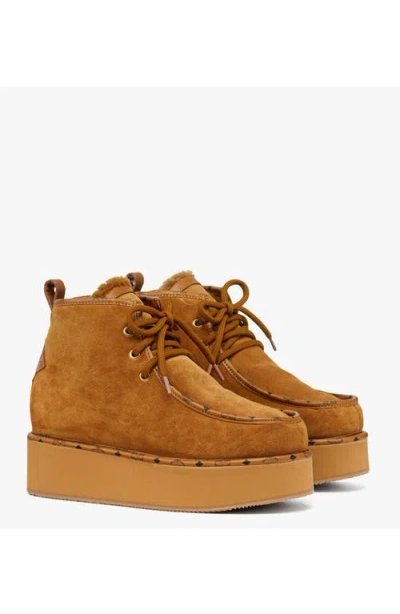 Mcm Platform Boots In Brown