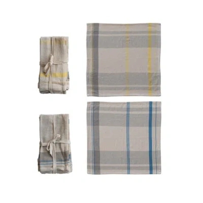 Storied Home 4-piece Square Woven Cotton Plaid Napkins, 2 Colors In Gray