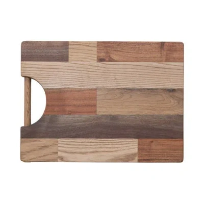 Storied Home Acacia, Pine And Mango Wood End Grain Cheese/cutting Board With Handle, Natural In Brown