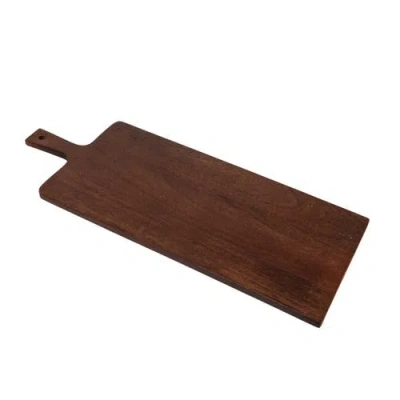 Storied Home Mango Wood Cheese/cutting Board With Handle, Walnut Finish In Brown