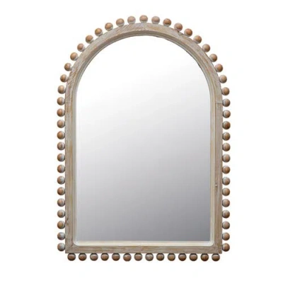 Storied Home Wood Ball Framed Arched Wall Mirror, Natural In Brown