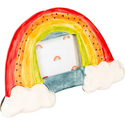 Storied Home Handmade Stoneware Rainbow Shaped Photo Frame, Multicolor In Multi