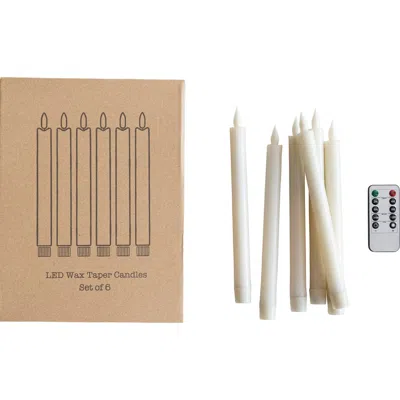 Storied Home Flameless Led Wax Taper Candles With 8 Hour Timer And Remote, Cream In White