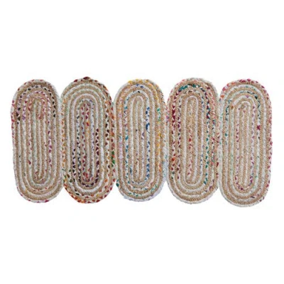 Storied Home Woven Cotton Chindi And Jute Ovals Floor Runner, Multicolor In Multi