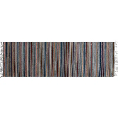 Storied Home Woven Wool Floor Runner With Stripes And Fringe, Multi Color In Multi