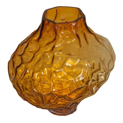 Storied Home Glass Organic Shaped Vase, Amber Color In Brown