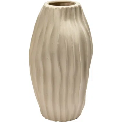 Storied Home Stoneware Abstract Fluted Vase, Sand In Neutral