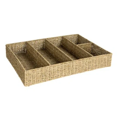 Storied Home Natural Hand-woven Seagrass Sectional Tray, Natural In Brown