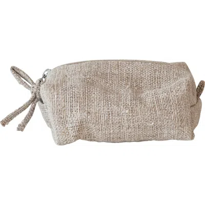 Storied Home Woven Hemp Fiber Zip Pouch With Handle And Cotton Lining, Natural In Neutral