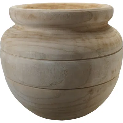 Storied Home Round Paulownia Wood Planter, Natural In Neutral