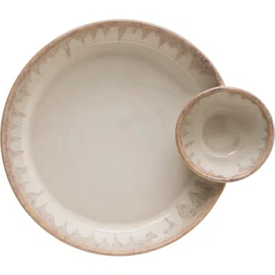 Storied Home Cream Stoneware Serving Dish In Neutral
