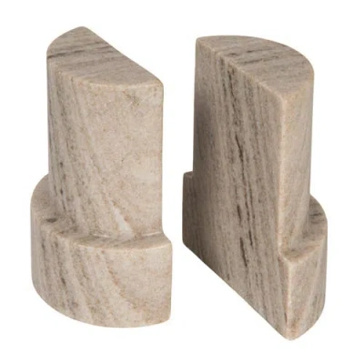 Storied Home 2-piece Marble Bookends, Beige In Neutral