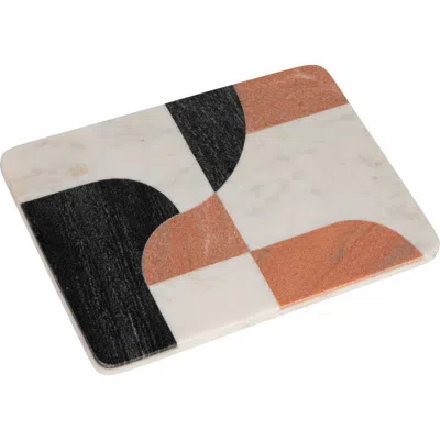 Storied Home Marble Cutting Board With Abstract Design, White, Rust Color And Black In Multi