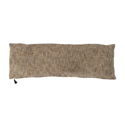 Storied Home Mélange Cotton Blend Bouclé Lumbar Pillow In Brown