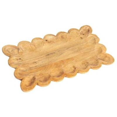 Storied Home Scalloped Mango Wood Tray, Natural In Brown