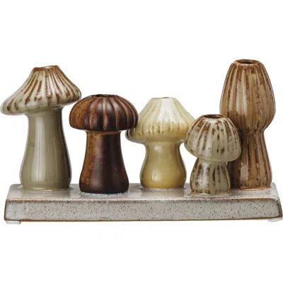 Storied Home Enchanted Garden Stoneware Mushroom Vase, Multicolor In Multi