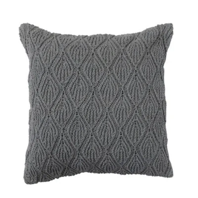 Storied Home Handwoven Cotton Pillow Cover With Diamond Pattern, Grey In Gray