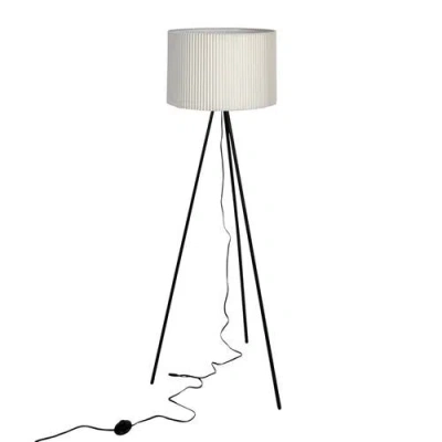 Storied Home 60-watt Metal Floor Lamp With Jute Shade, Black And White In White