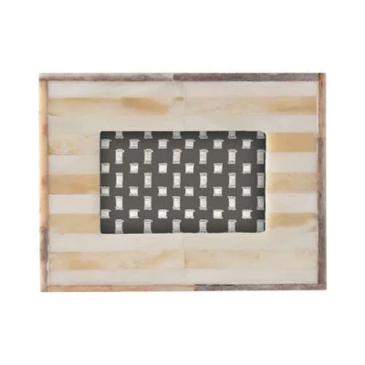 Storied Home Handmade Two-tone Bone & Mdf Photo Frame, Natural In Brown