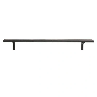Storied Home Large Mounted Wood And Metal Wall Shelf, Black In Black