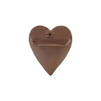 Storied Home Stoneware Heart Shaped Wall Planter With Reactive Glaze, Pink In Brown