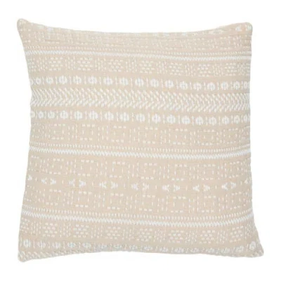 Storied Home Woven Cotton Embroidered Pillow In Neutral