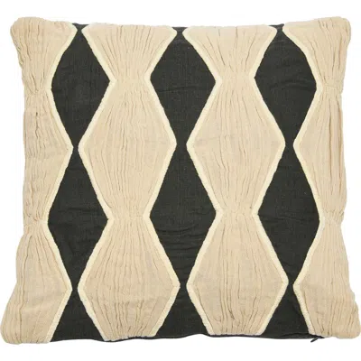 Storied Home Cotton Pillow With Embroidery, Chambray Back In Neutral