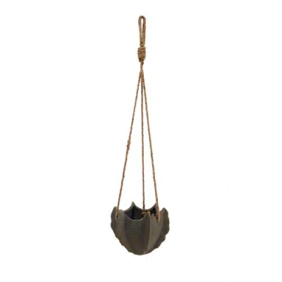 Storied Home Hanging Stoneware Cactus Shaped Planter With Rope, Multicolor In Blue