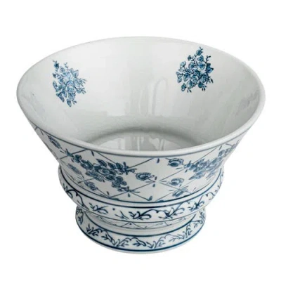 Storied Home Round Blossom Porcelain Bowl, Blue And White In Blue