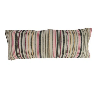 Storied Home Cotton Blend Lumbar Pillow With Stripes, Multicolor In Multi
